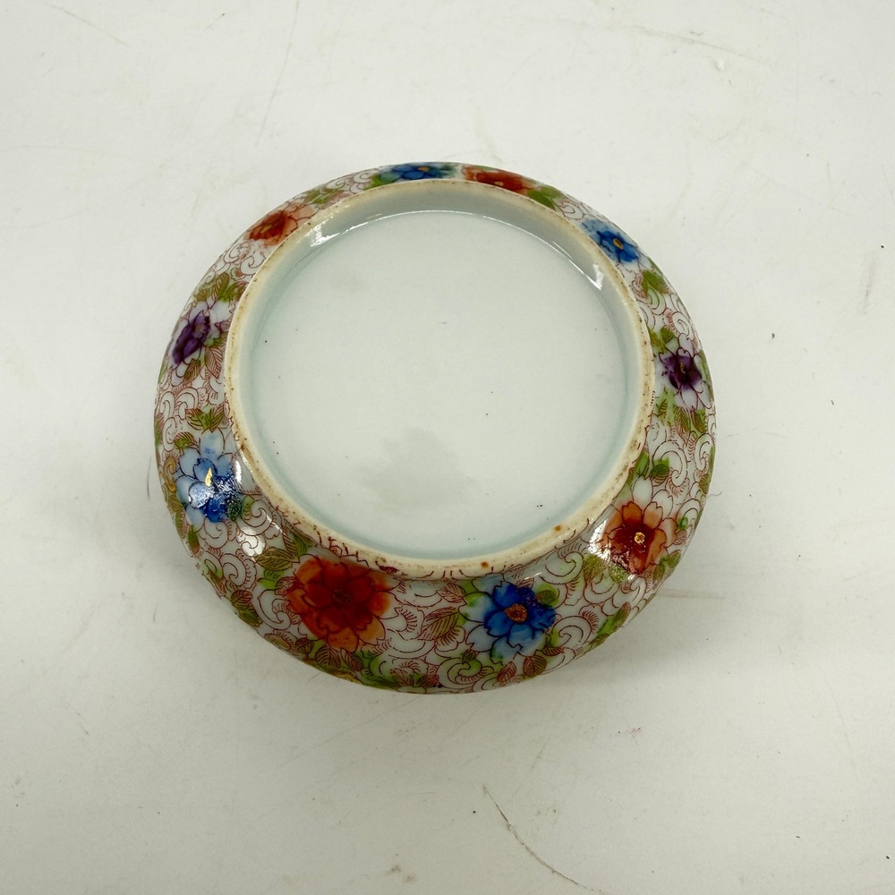 Vintage Porcelain Hair Receiver | Asian Hand Painted Dresser Vanity Jar - Picture 8 of 15
